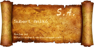Subert Anikó névjegykártya